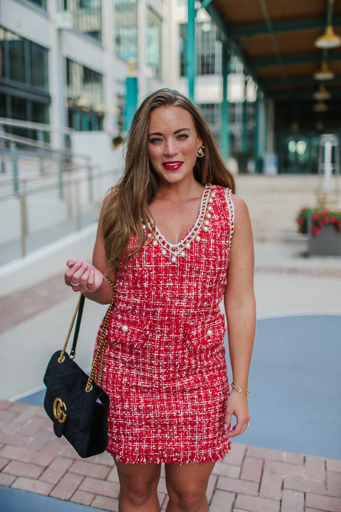 Tweed deals red dress
