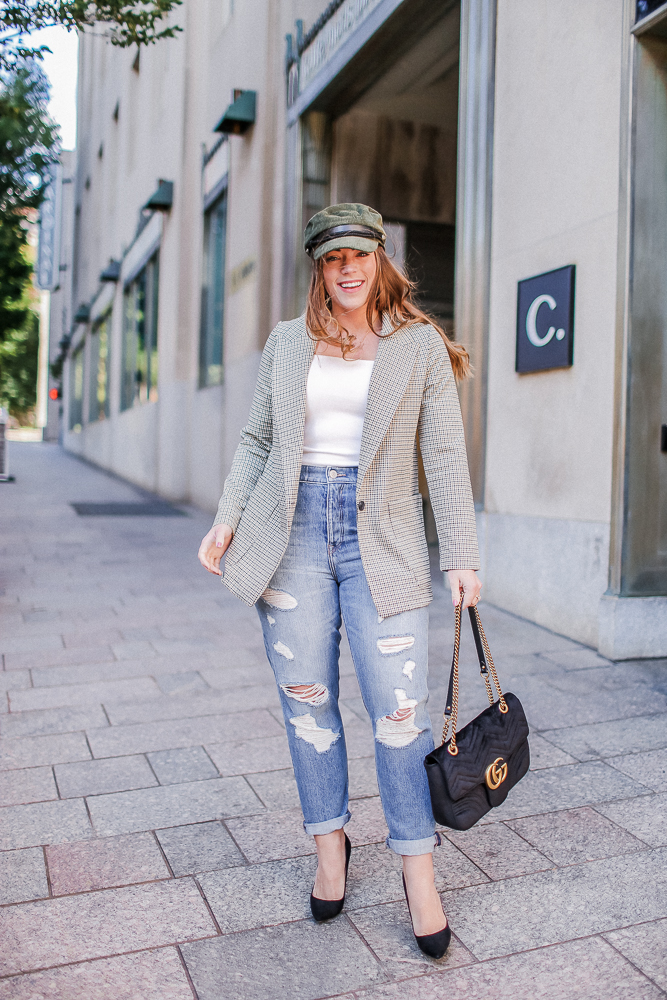 Brittany Ann Courtney Tartan Blazer and Baker Boy Hat 