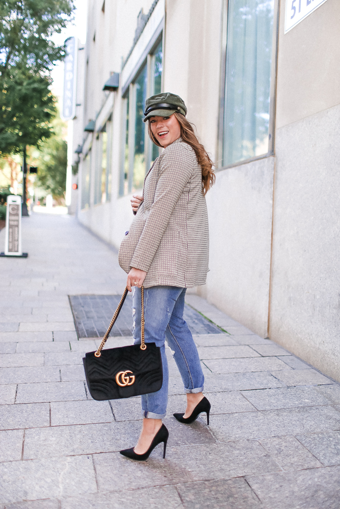 Brittany Ann Courtney Tartan Blazer and Baker Boy Hat 