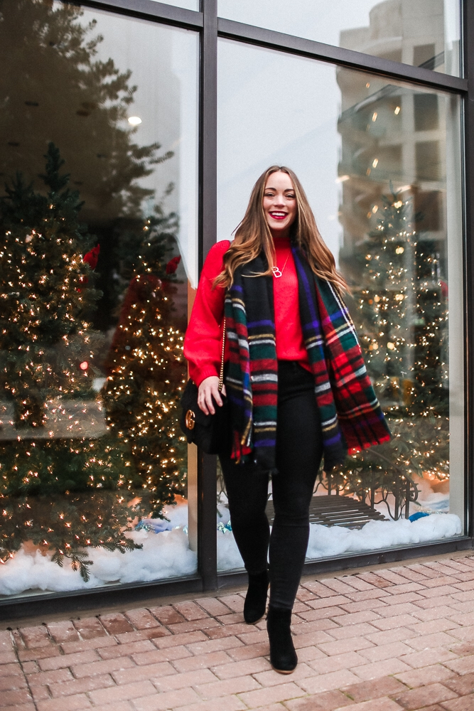 Easy Red Sweater Christmas Look