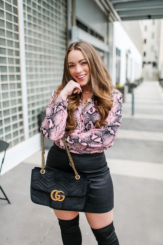 Topshop Pink Snakeskin Blouse