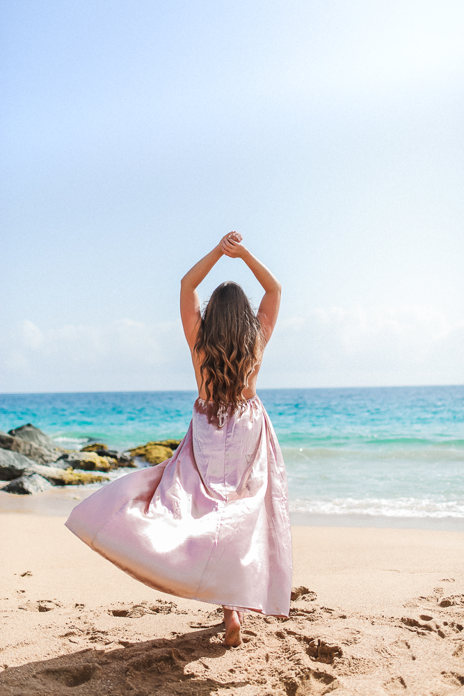 Satin Dress at Beach