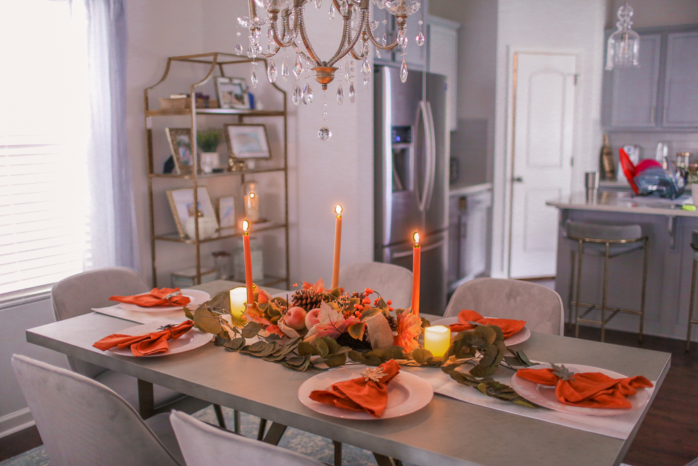 Orange Table with greenery