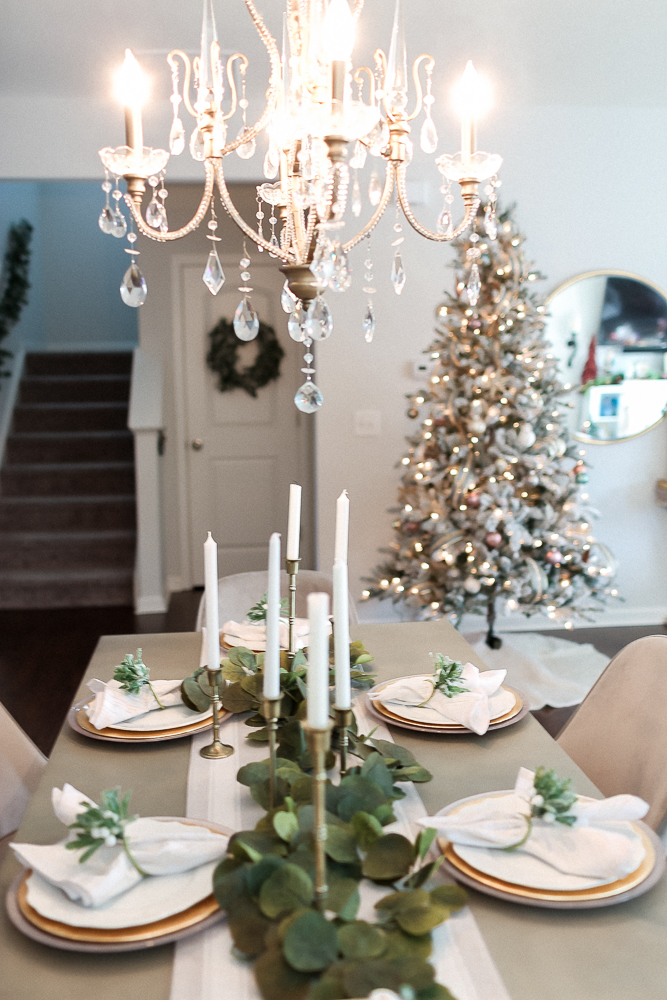 Simple Christmas Greenery Tablescape