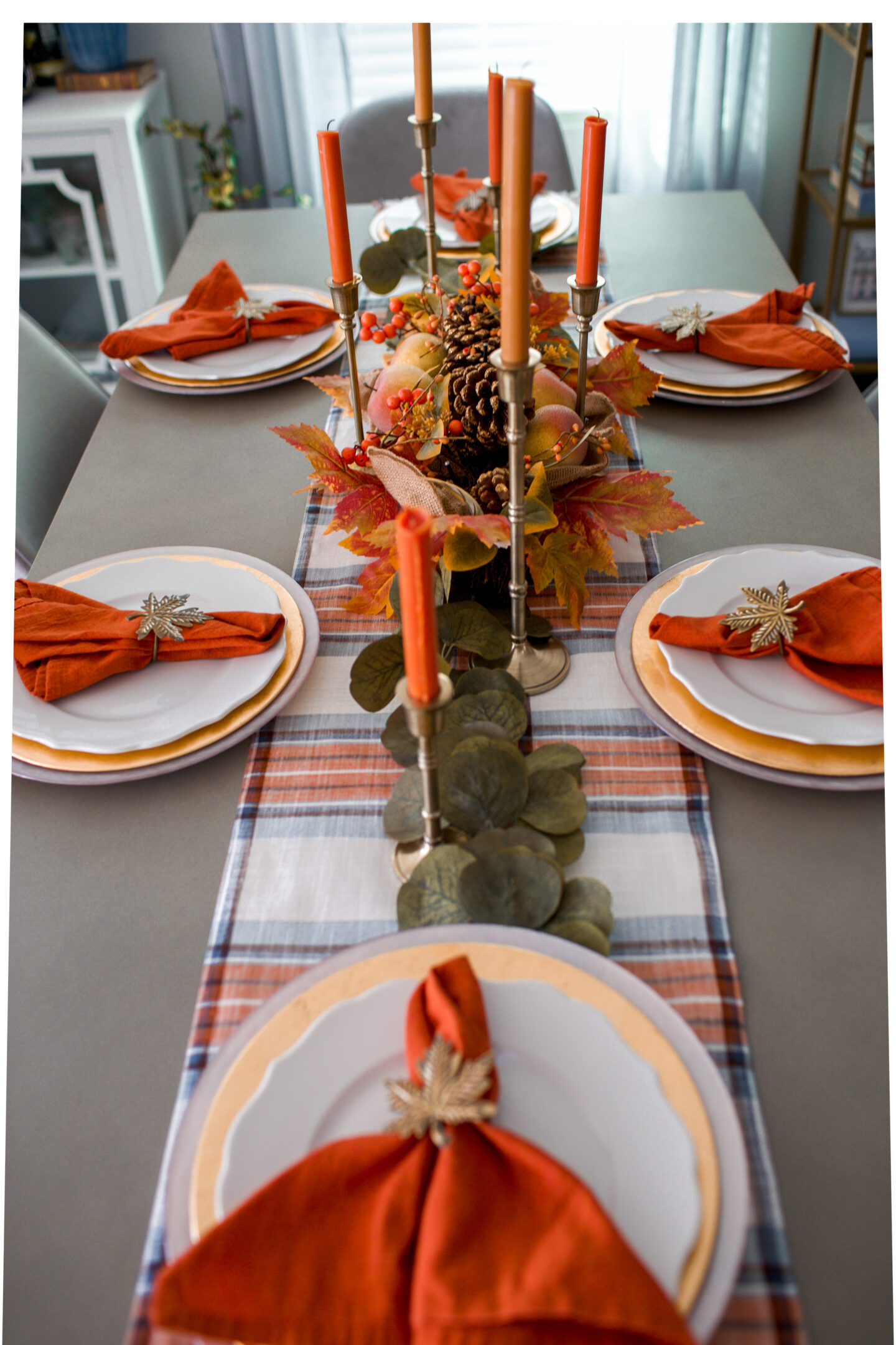 Orange Plaid Tablescape