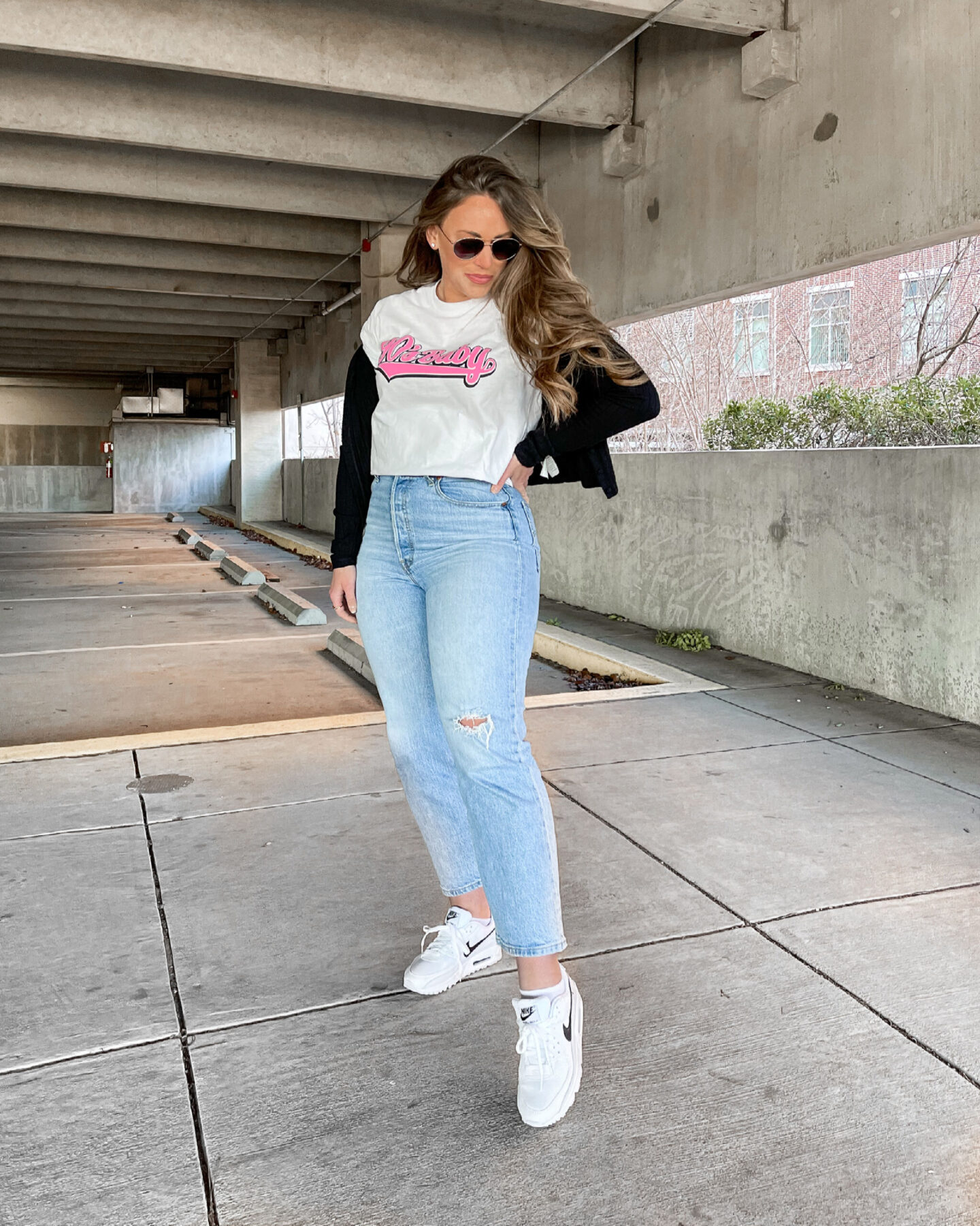 90s baby tee and mom jeans Brittany Ann Courtney