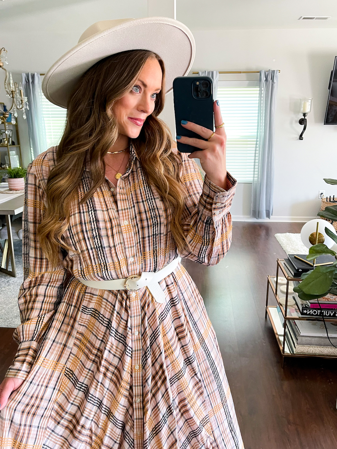 Sadie Plaid Maxi Dress in Natural Combo Brittany Ann Courtney