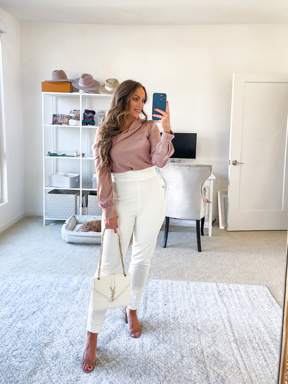 Calvin Klein Tuxedo Pants in Cream